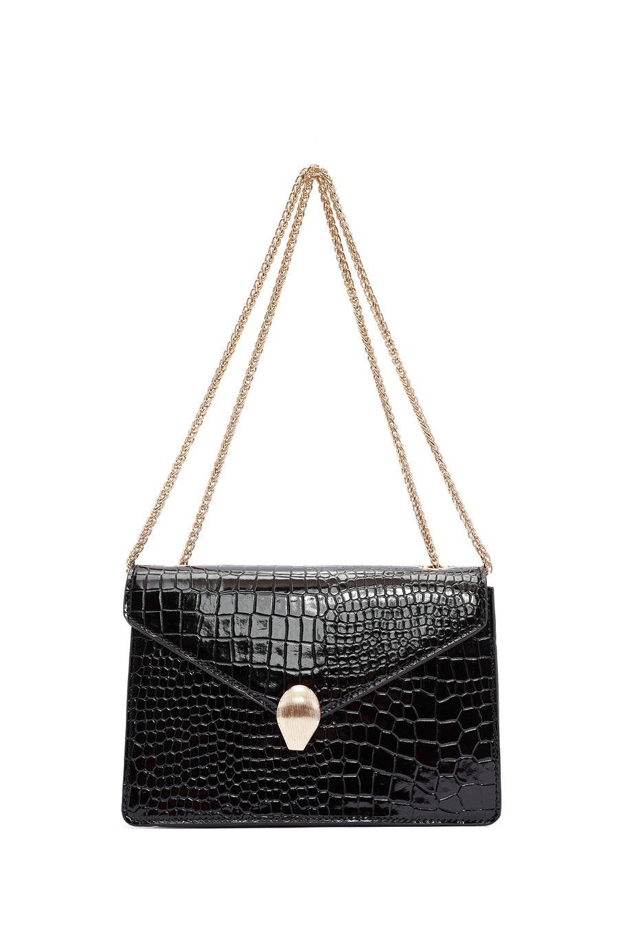 Kadın Siyah Uzun Askılı Kroko Çapraz Çanta