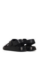 Male Black Strap Leather Sandals | Derimod