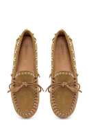 Women's Beige Suede Leather Loafer | Derimod