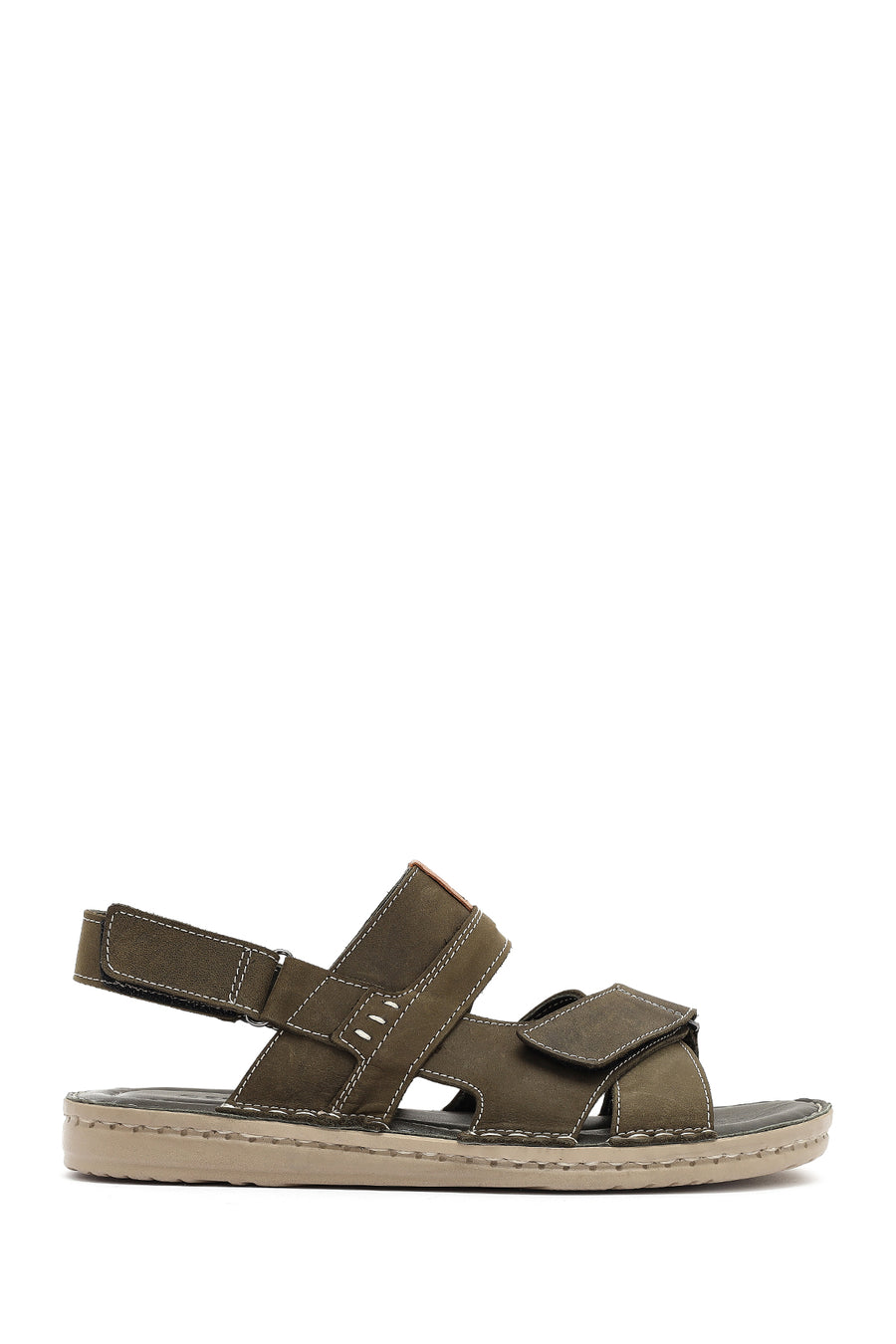Men's Khaki Leather Sandals 25SFD625018 | Derimod
