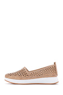 Women's Beige Leather Comfort Loafer | Derimod