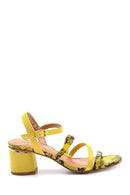 Women's Yellow Thick Heeled Sandals | Derimod