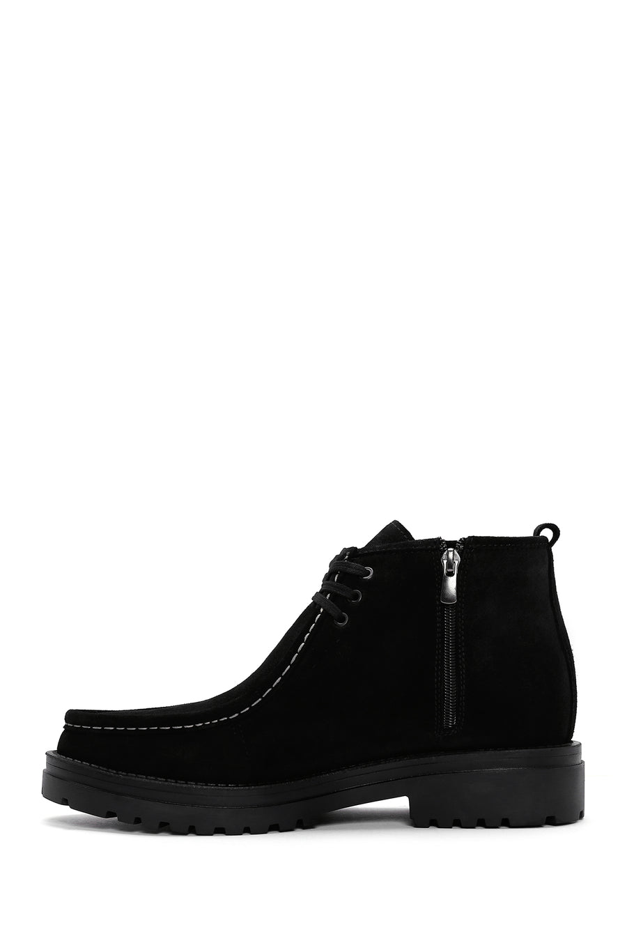 Men's Black Zippered Suede Leather Boots