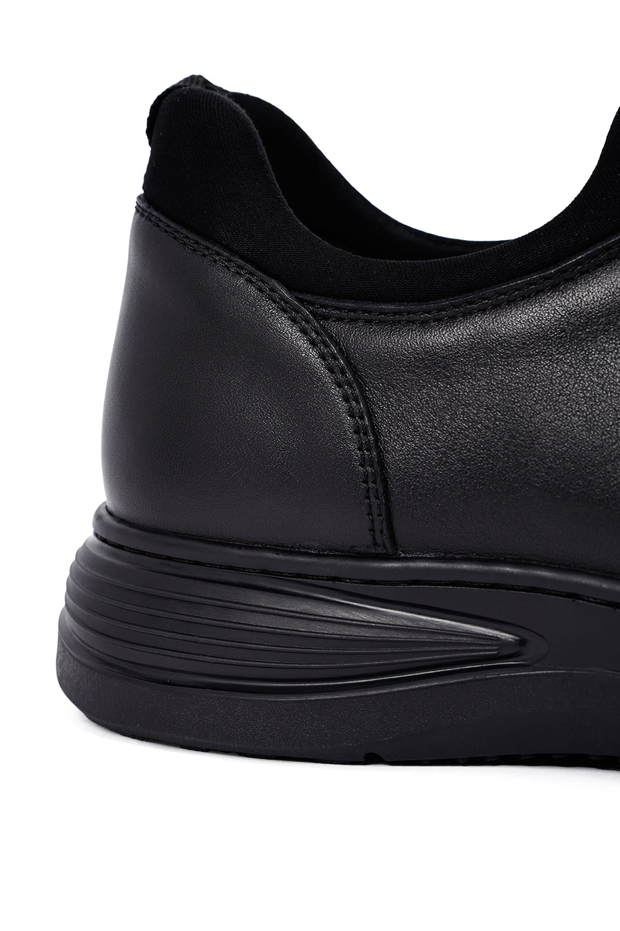 Men's Black Lace-Up Leather Casual Sneakers