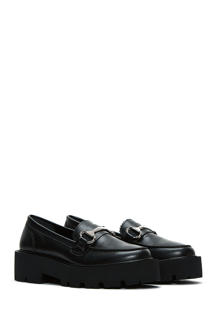 Women's Black Buckle Loafer