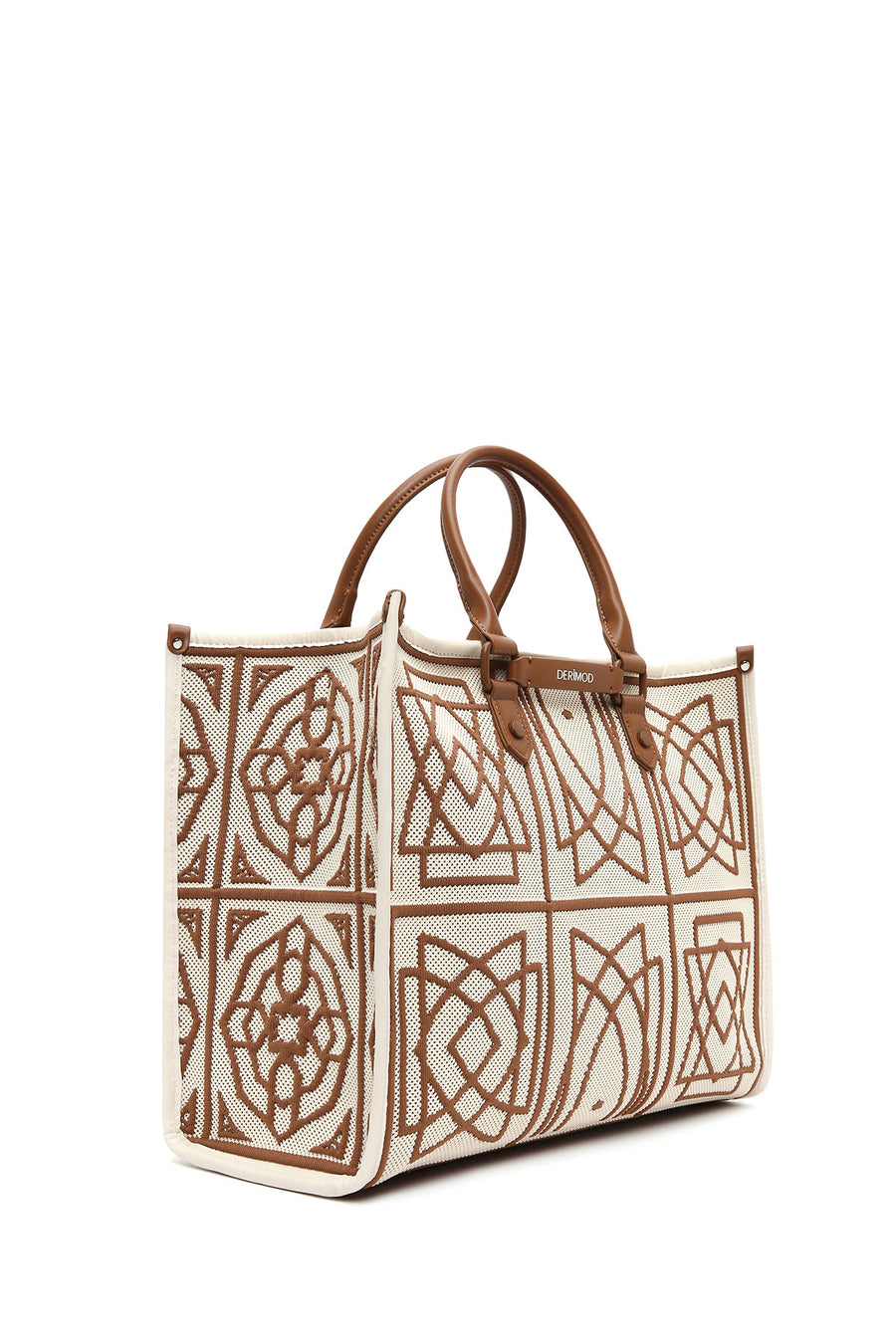 Women's Camel Long Strap Printed Fabric Handbag