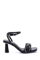 Women's Black Braided Heeled Sandals | Derimod