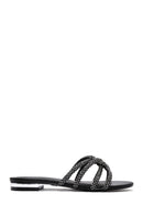 Women's Black Stone Slippers | Derimod