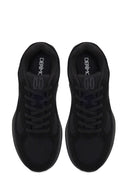 Male Black Lace-Up Thick-Soled Fabric Sneaker | Derimod