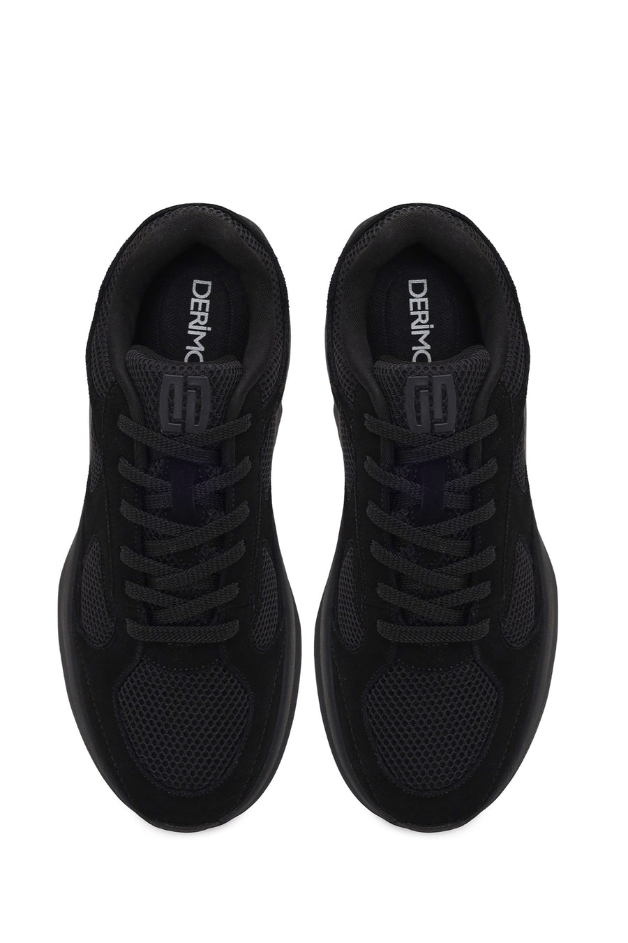 Male Black Lace-Up Thick-Soled Fabric Sneaker