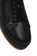 Erkek Siyah Bağcıklı Deri Sneaker | Derimod