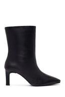 Woman Black Thin High-Heeled Leather Boots | Derimod