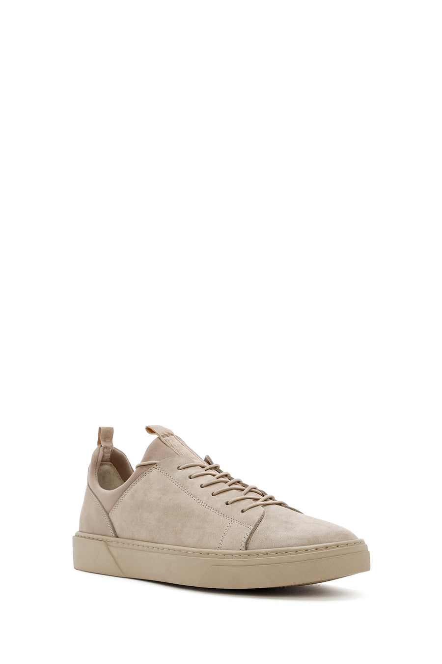Erkek Bej Bağcıklı Deri Sneaker