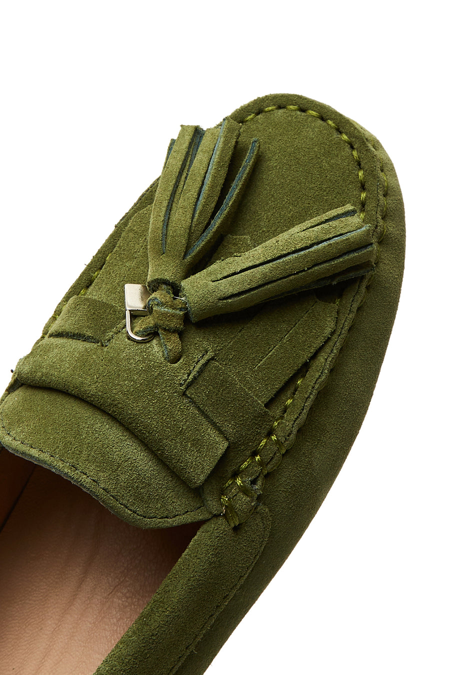 Women's Green Tassel Detailed Suede Leather Loafer