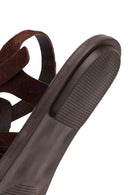 Woman Brown Buckled Suede Leather Sandals | Derimod