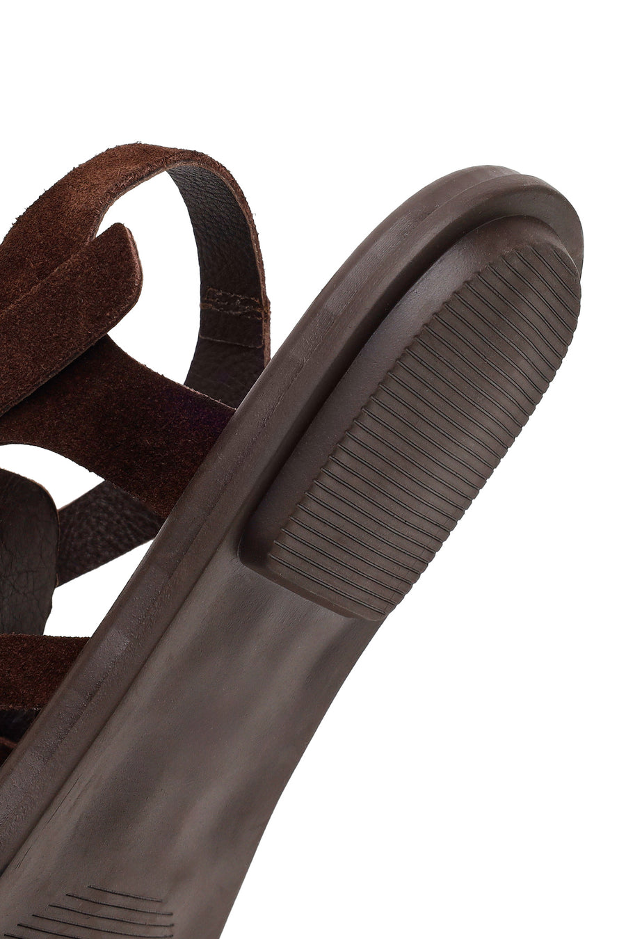 Woman Brown Buckled Suede Leather Sandals