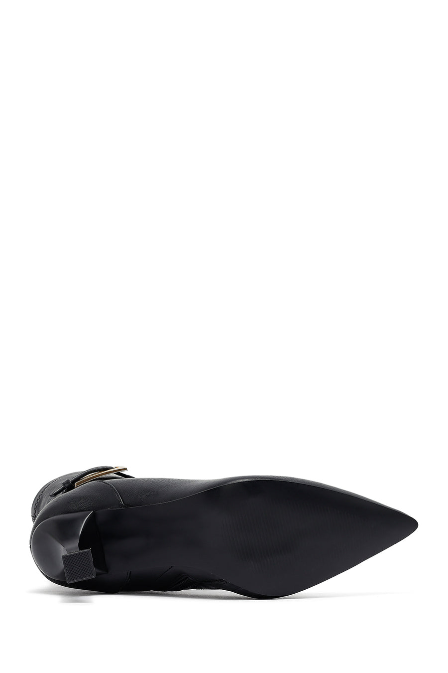 Woman Black Zippered Thin Heeled Boots