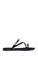 Women's Black Jelly Stone-Embellished Slippers | Derimod