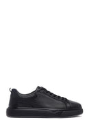 Erkek Siyah Bağcıklı Kalın Tabanlı Deri Sneaker | Derimod