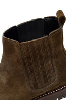 Women's Khaki Suede Leather Chelsea Boot | Derimod
