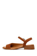 Woman Dark Powder Ankle-Buckle Low-Heel Suede Leather Sandals | Derimod