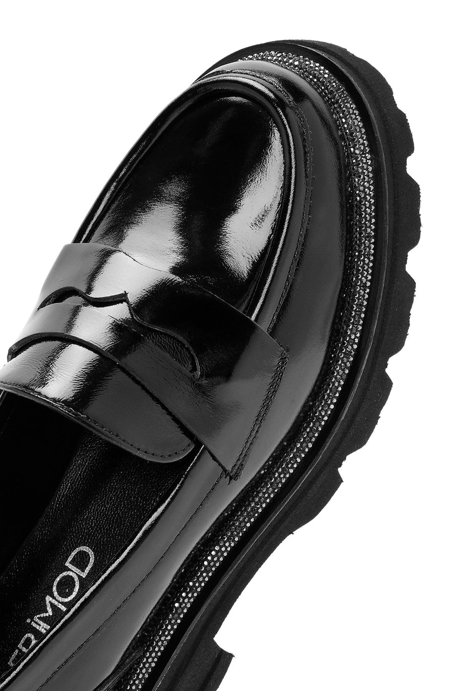 Women's Black Patent Leather Masculine Loafer