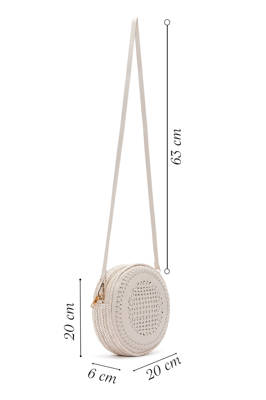 Women's White Long Strap Braided Mini Crossbody Bag