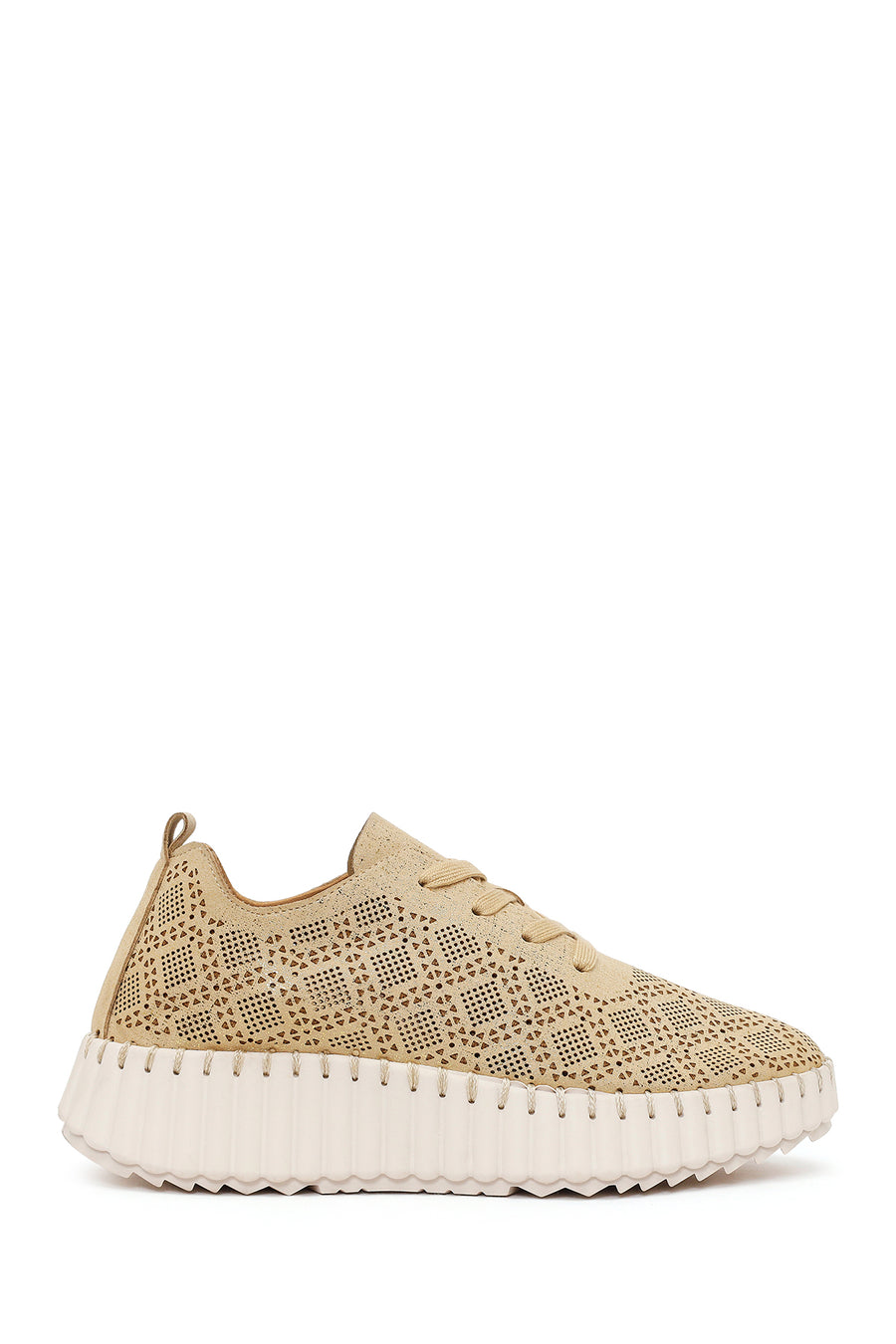 Kadın Altın Bağcıklı Kalın Tabanlı Desenli Sneaker 26PFE4012SM | Derimod