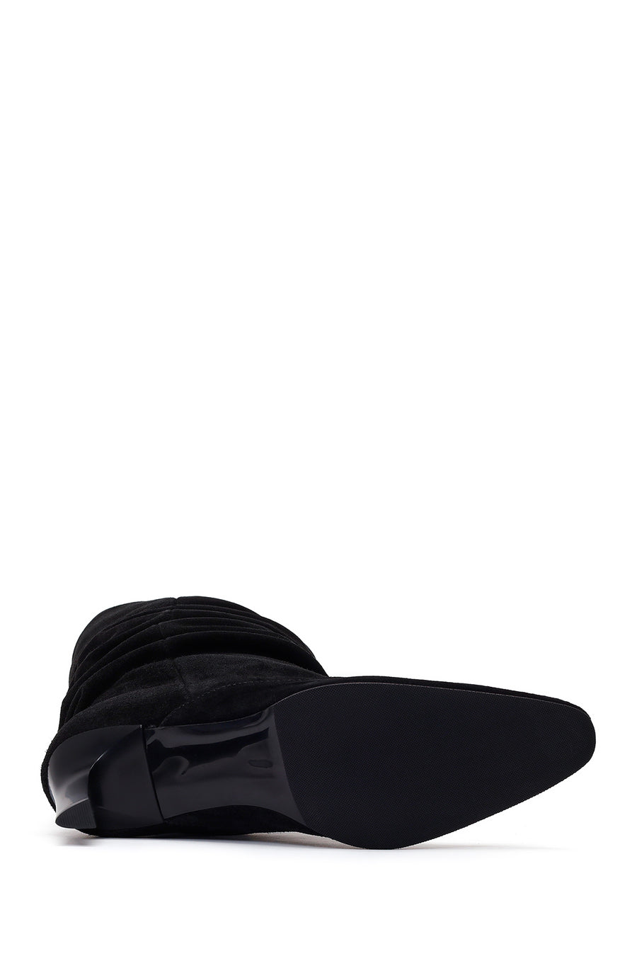 Woman Black Thin High-Heeled Suede Boots