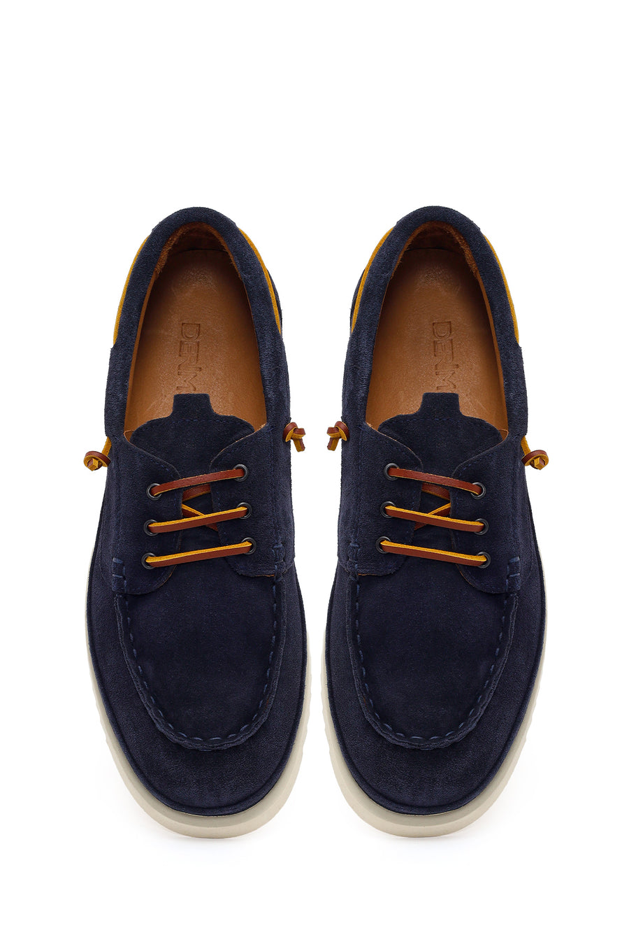 Men's Navy Blue Lace-up Suede Leather Casual Shoes