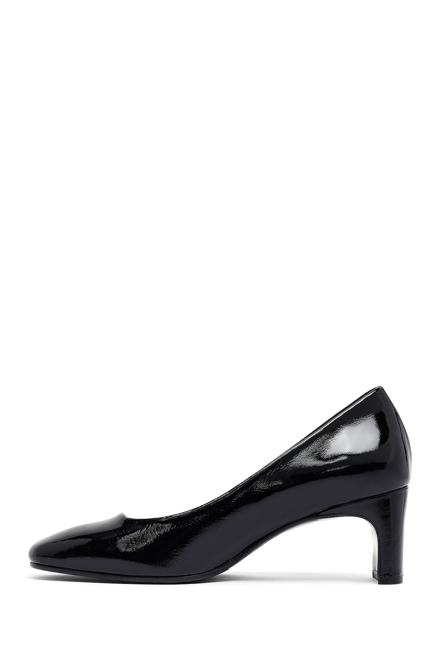Woman Black Chunky Heels Leather Shoe