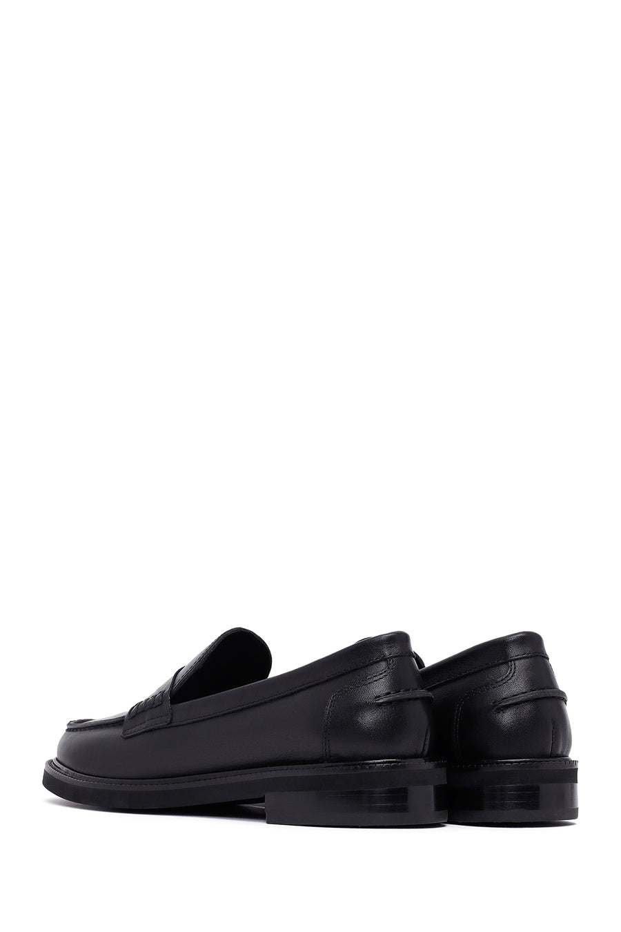 Woman Black Leather Masculine Loafer