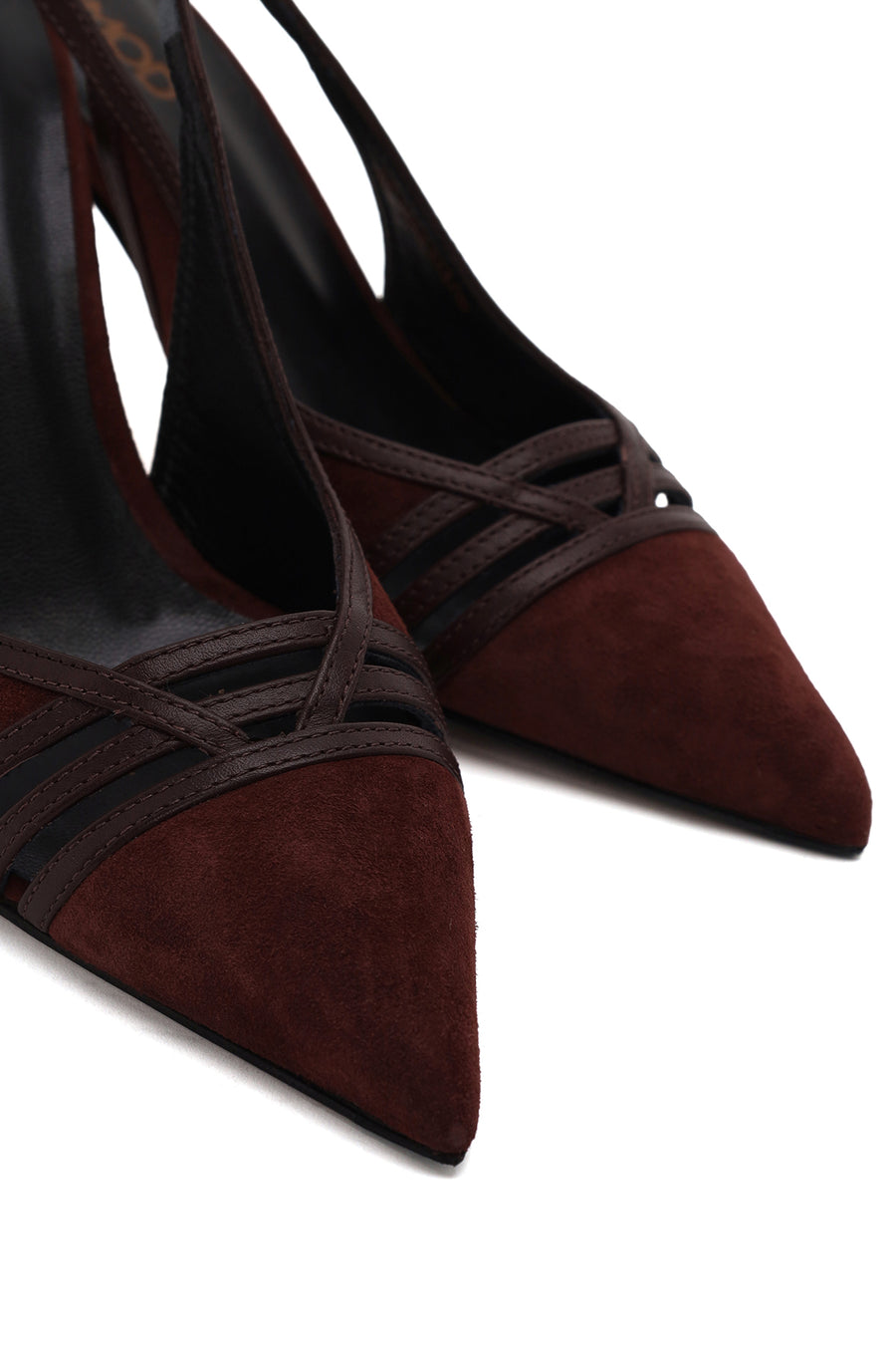 Woman Burgundy Slingback Stiletto Suede Shoes