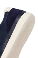 Erkek Lacivert Bağcıklı Deri Casual Sneaker | Derimod