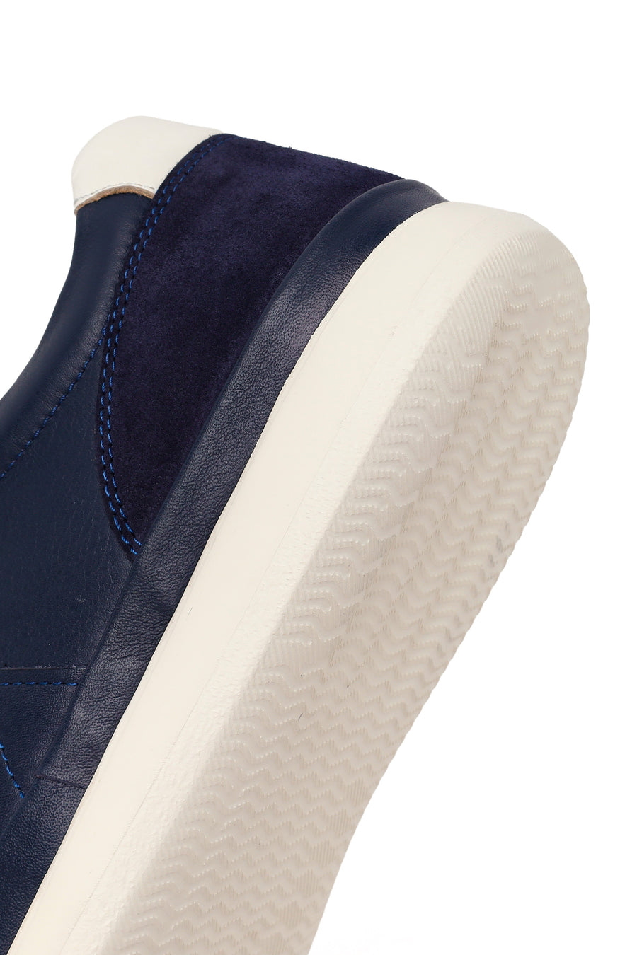 Erkek Lacivert Bağcıklı Deri Casual Sneaker