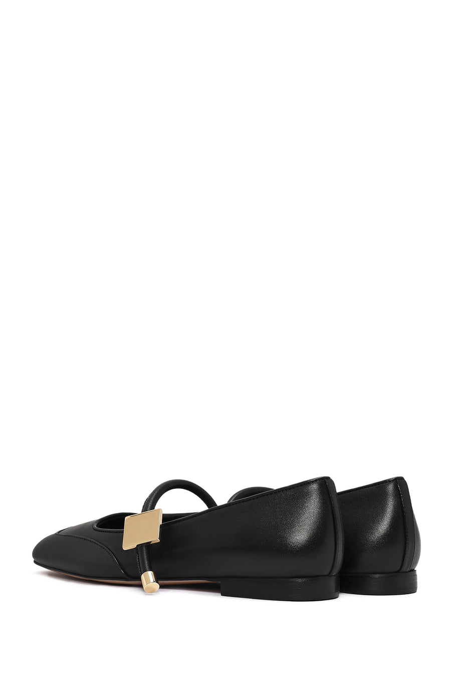 Women's Black Buckle Detailed Leather Ballerinas