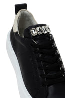 Women's Black Lace-up Leather Sneaker with Accessory Detail | Derimod