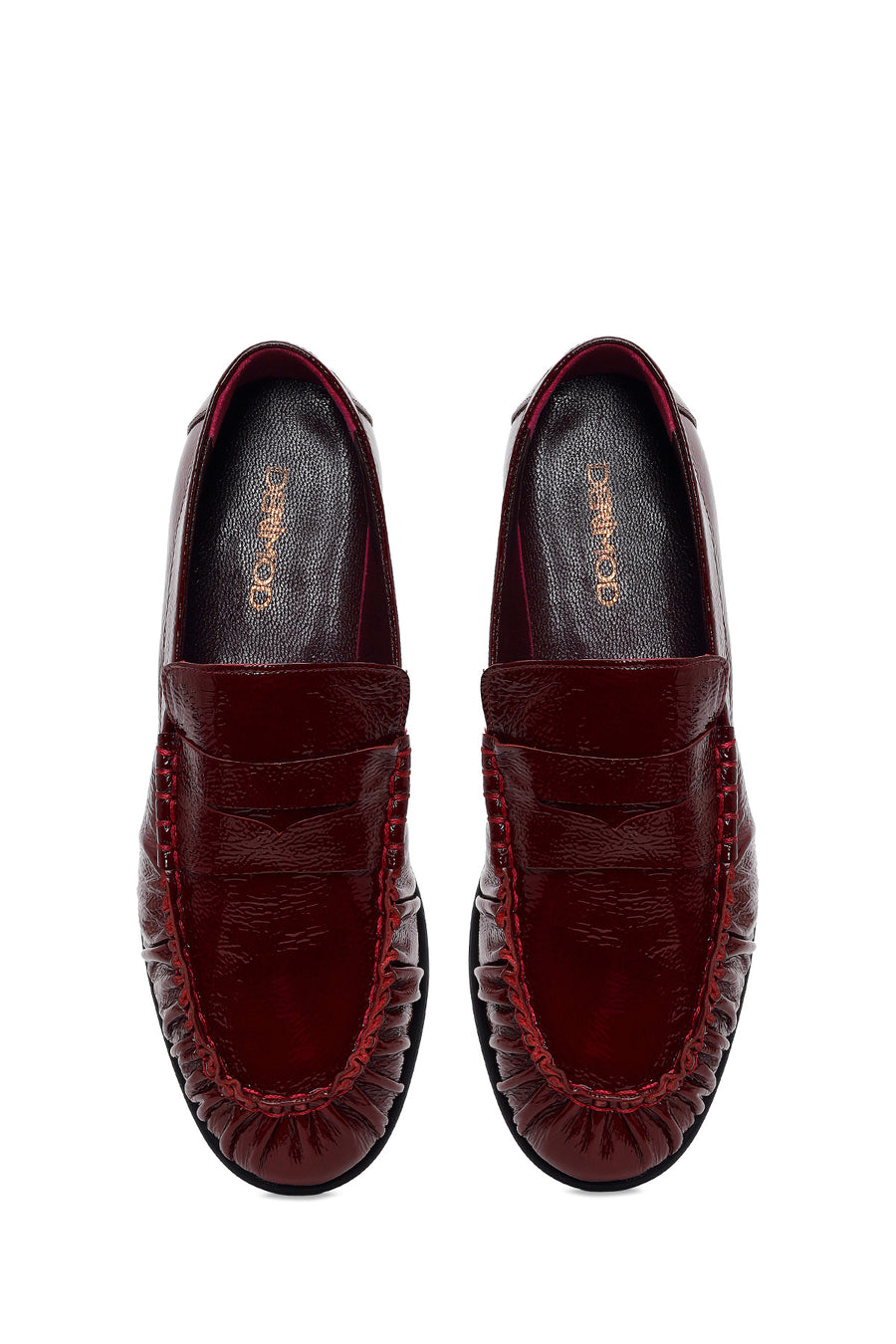 Kadın Bordo Deri Maskülen Loafer