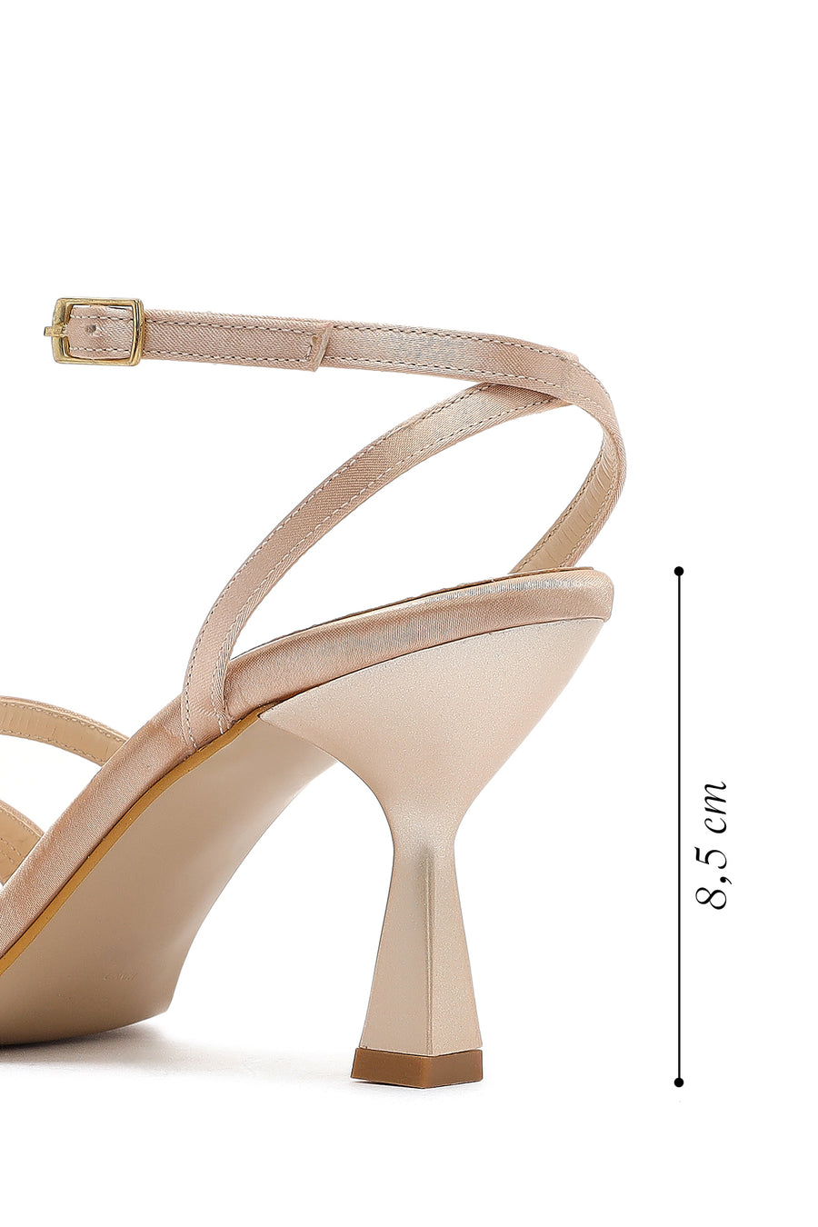 Women's Beige Ankle Strap Heeled Sandals