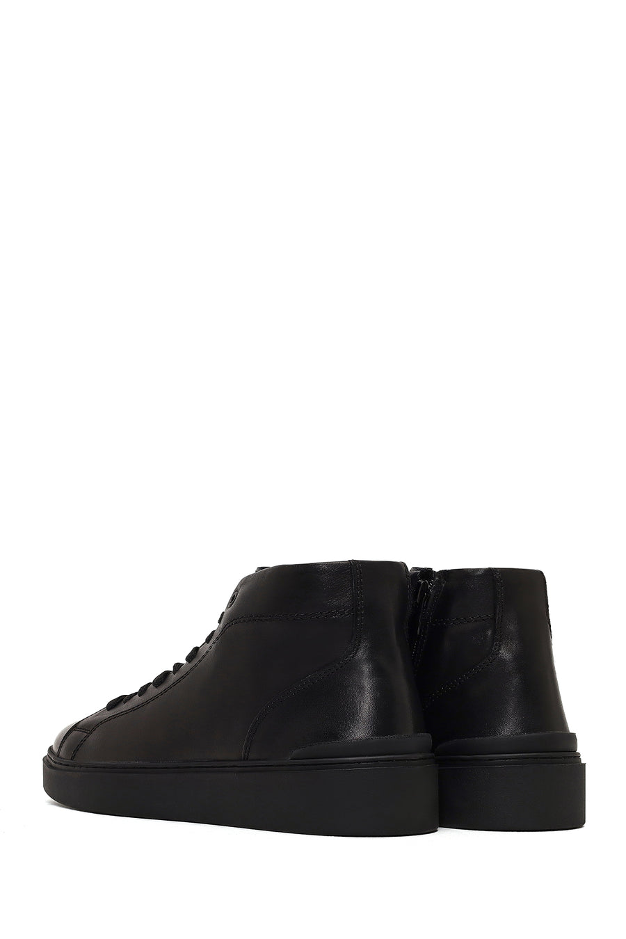 Men's Black Zippered Thick-Soled Leather Sports Boots
