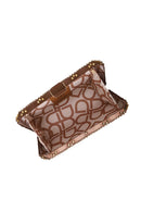Woman Bronze Long Chain Strap Rhinestone Mini Clutch Evening Bag | Derimod