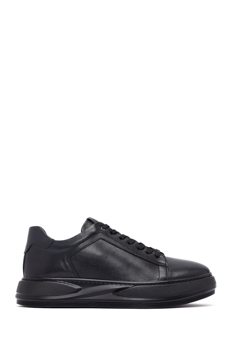 Men's Black Lace-Up Thick Sole Leather Sneakers 25WFD676118 | Derimod
