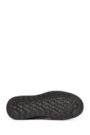 Men's Black Lace-Up Thick Sole Leather Sneakers | Derimod