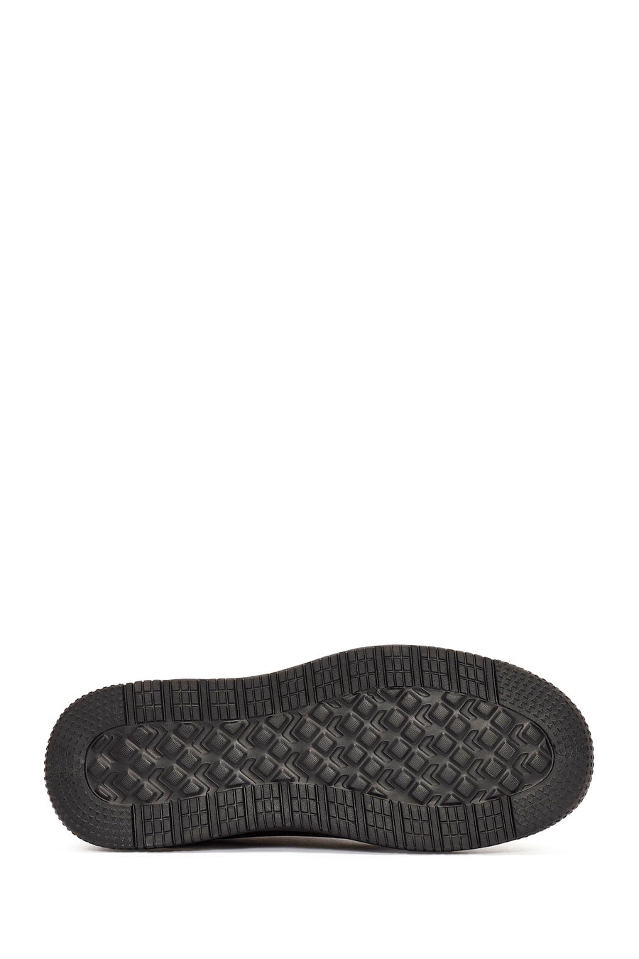 Men's Black Lace-Up Thick Sole Leather Sneakers