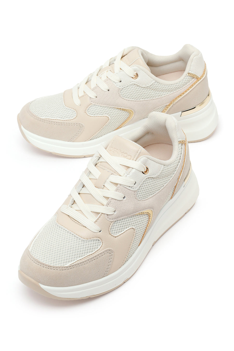 Woman Beige Lace-Up Wedge Sneaker