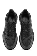 Erkek Siyah Bağcıklı Deri Sneaker | Derimod