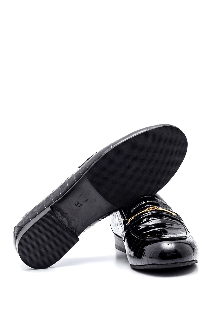 Women's Leather Crocodile Buckle Loafer