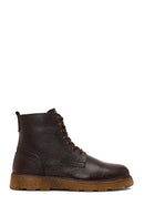 Men's Brown Zippered Thick-Soled Leather Boots | Derimod