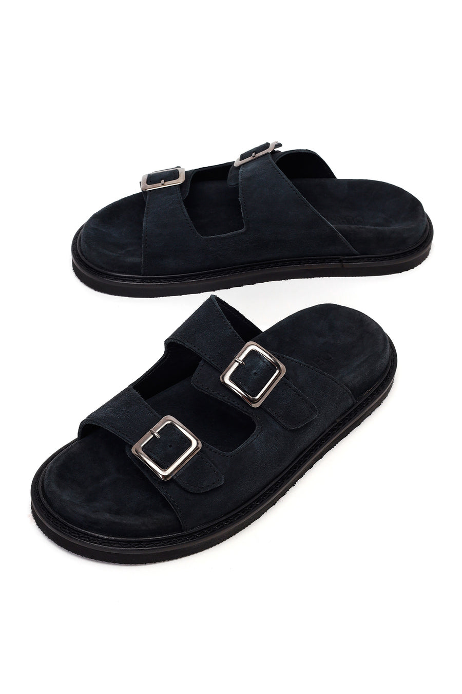 Male Black Strap Suede Slipper