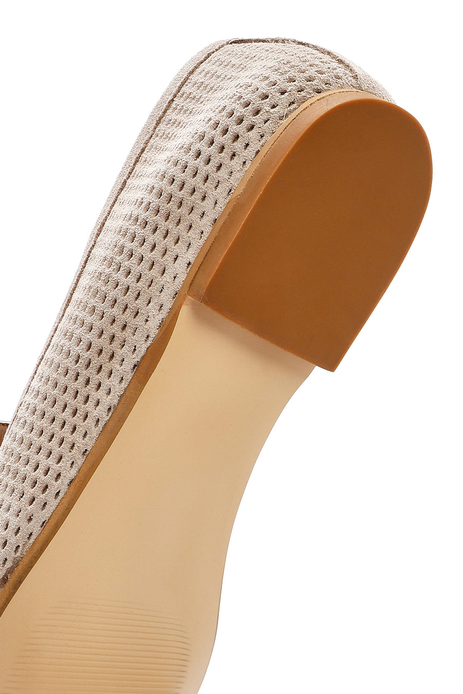 Women's Beige Mesh Suede Leather Loafer
